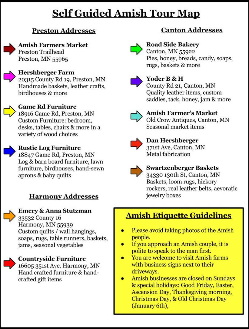 Self Guided Amish Map